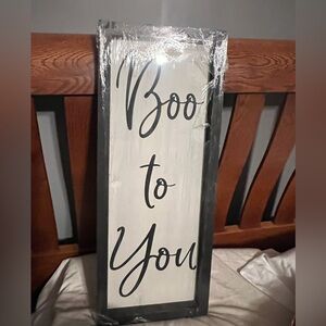 Halloween Black and White 'Boo to You' Wall Sign New